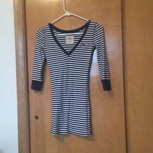 Hollister 3/4 Sleeve Blue Striped Top